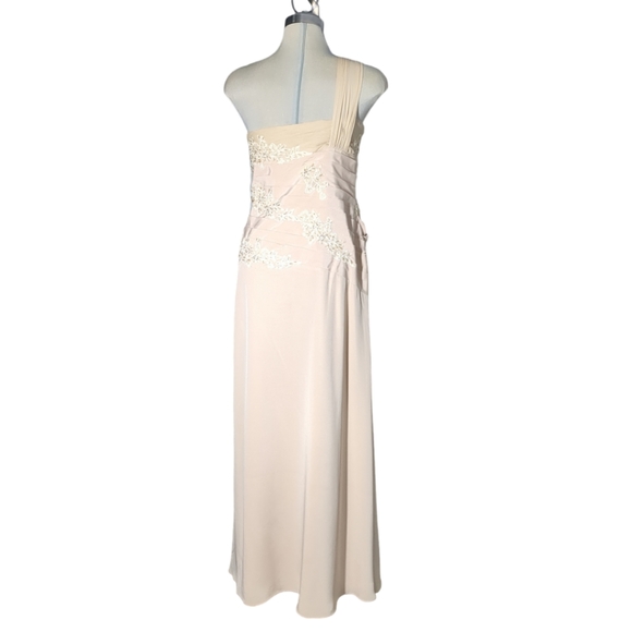 UNIQUE Couture Beige Embellished Two Pieces Formal Maxi Dress Size 16 - Picture 7 of 16
